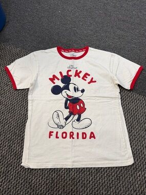 Disney Mickey Florida Graphic Ringer Tee - White & Red